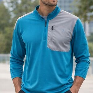 Reel Legends Teal with Light Gray Quarter-Zip Pullover